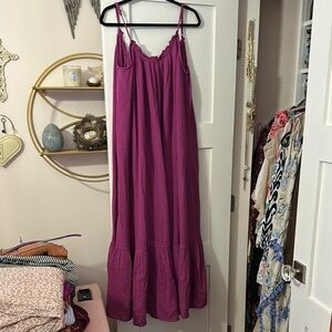 Anthropologie Purple Tiered Ruffled Maxi Sundress NWT 100% Cotton
